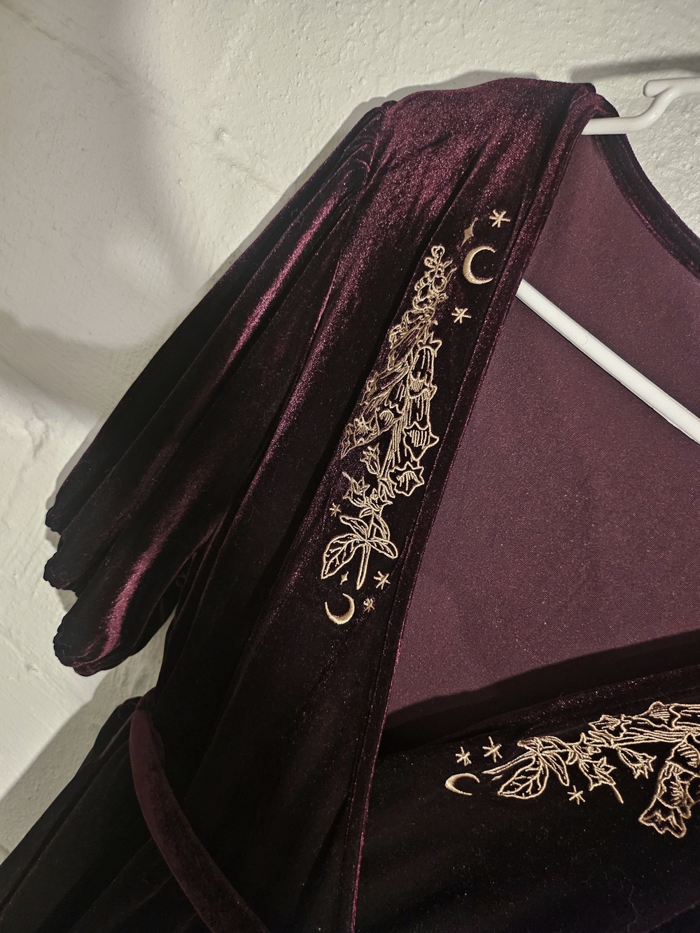Hera Embroidered Mini Wrap Dress in Deep Plum - Picture 2 of 3